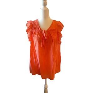 Nanette Lepore Peach Cottage Core Womens Blouse Preppy Business Top